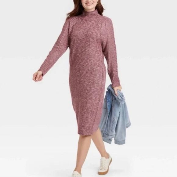 UNIVERSAL THREAD women’s mauve mock neck midi dress - Picture 1 of 6